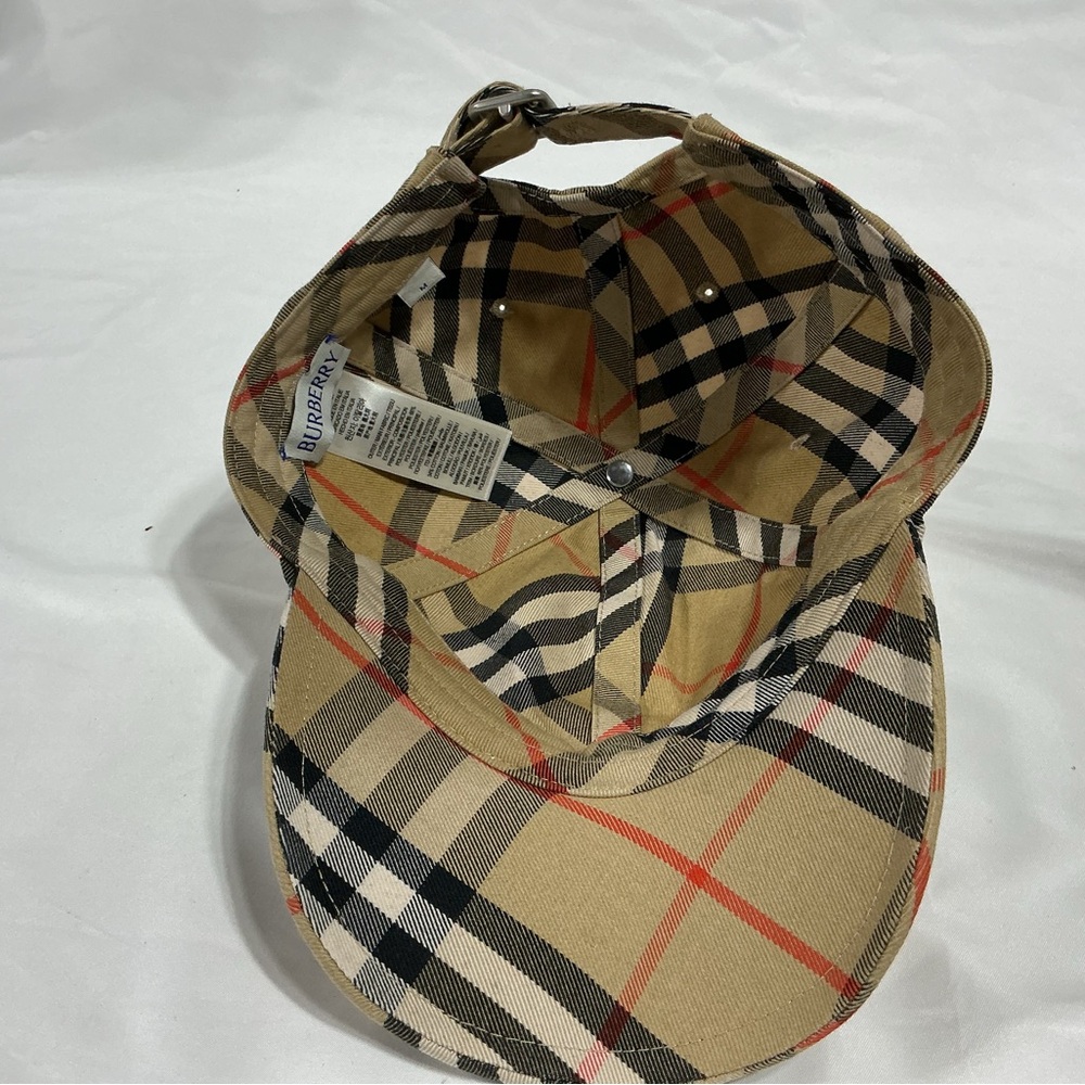 Burberry Beige Plaid Baseball Cap with Equestrian Motif - Picture 8 of 8